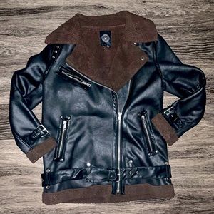 urban outfitters oversized faux leather jacket